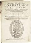CÁCERES Y SOTOMAYOR, ANTONIO. Paraphrasis de los Psalmos de David. 1616